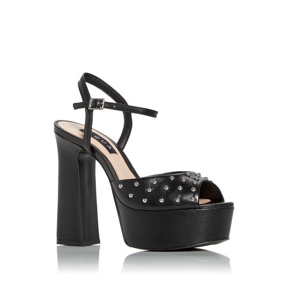 AQUA Shoes - AQUA Womens Black 1-1/2" Platform Cullen Round Toe Block Heel Sandals 8.5